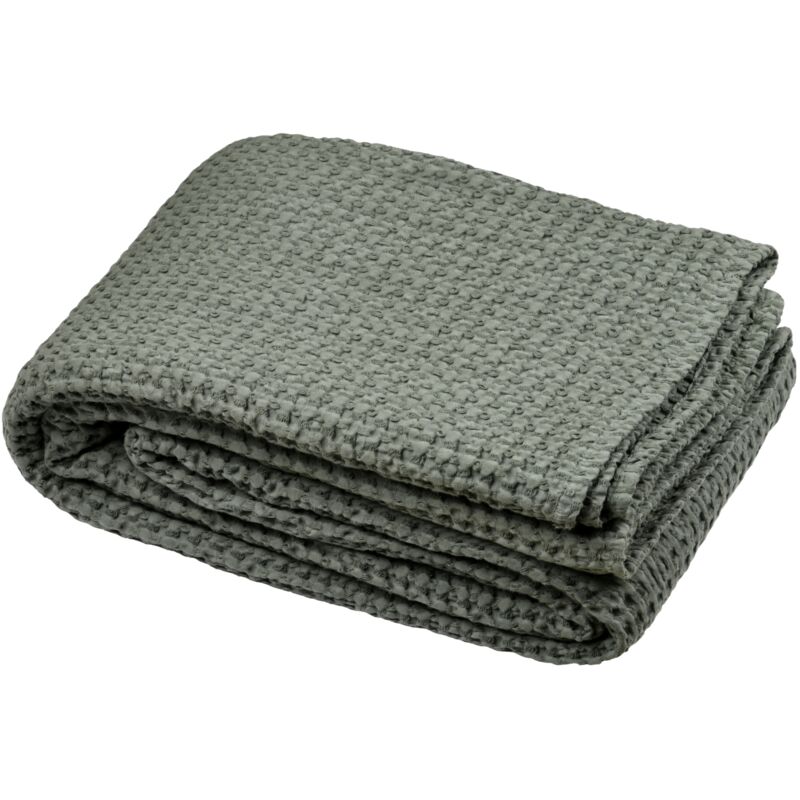 Plaid nid d'abeille coton Vert 130x160 cm