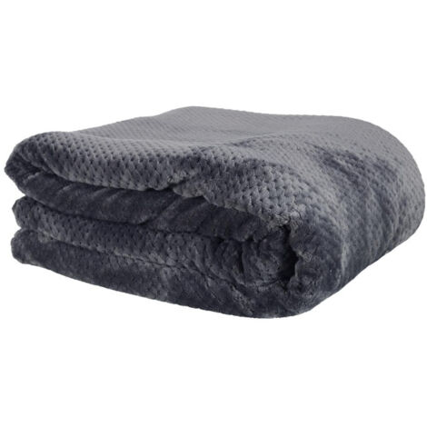 Plaid "Nid d'Abeille Sherpa" 180x220cm Gris Foncé
