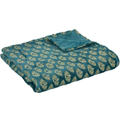 Atmosphera - Plaid en Flanelle motif Or 125 x 150 cm