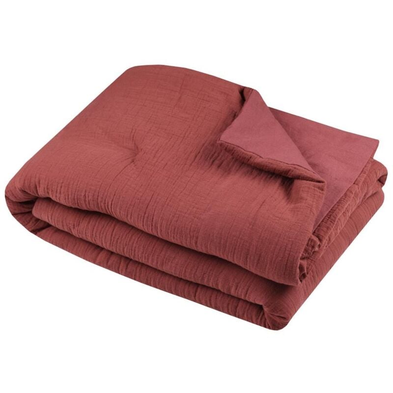 Plaid ou Edredon en gaze de coton 125 x 150 cm Pop color terracotta