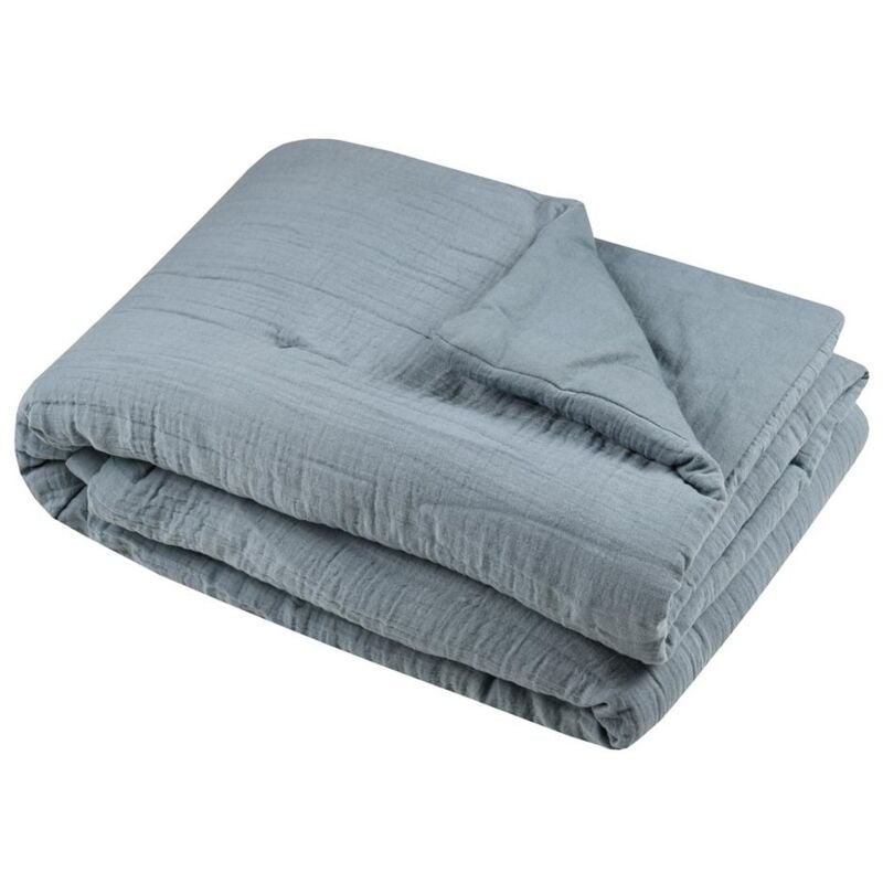 Plaid ou Edredon en gaze de coton 180 x 220 cm Pop color bleu