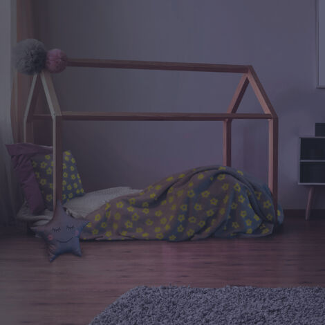 Plaid phosphorescent en polyester Etoiles 120 x 150 cm Blanc