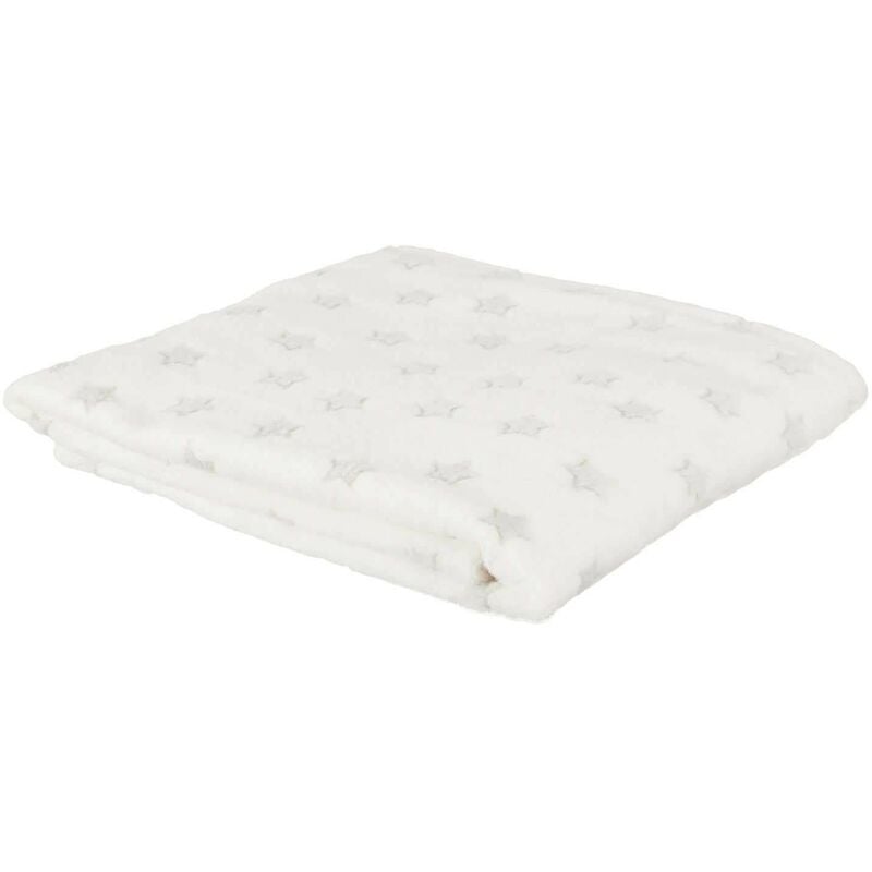 Plaid phosphorescent en polyester Etoiles 120 x 150 cm Blanc