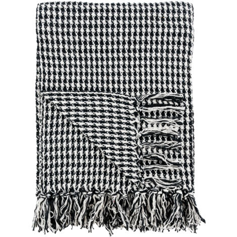 Plaid Pied-de-poule en coton - Noir