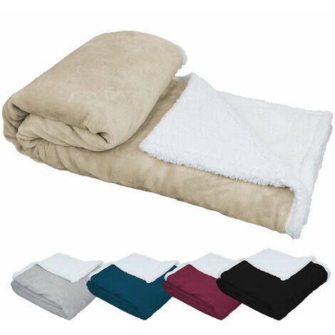Plaid polaire 220 x 240 cm – Double face flanelle et sherpa – Ultra doux et léger – Résistant et chaud pour moments cocooning – Vivezen