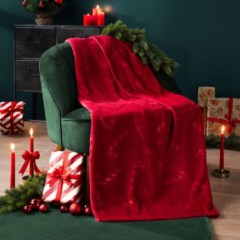 Plaid polaire chaud rouge 130x170 Sucre d'orge