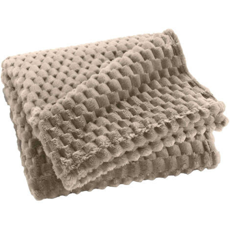 Plaid polaire cocooning 125x150 taupe Mini Frosty