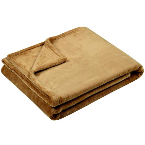 Plaid polaire doudou camel 130 × 160 cm