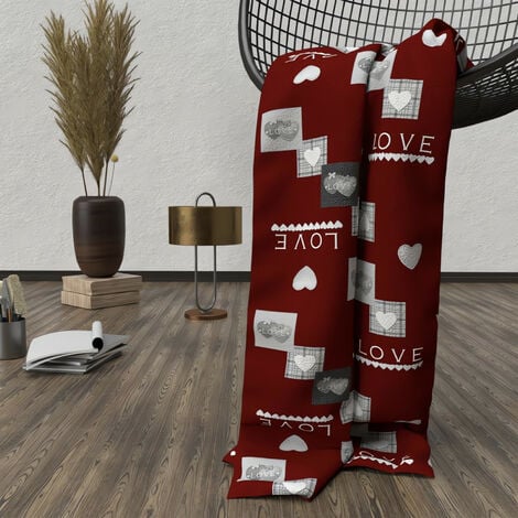 Plaid polaire en microfibre 120x160 cm LOVE rouge, par Soleil d'ocre - Rouge