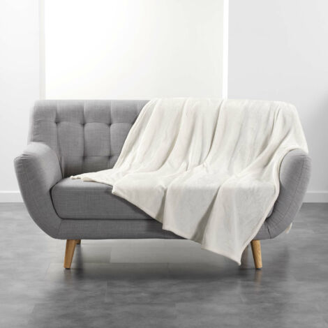 Plaid polaire - Flanou - 180 x 220 cm - Naturel - Livraison gratuite