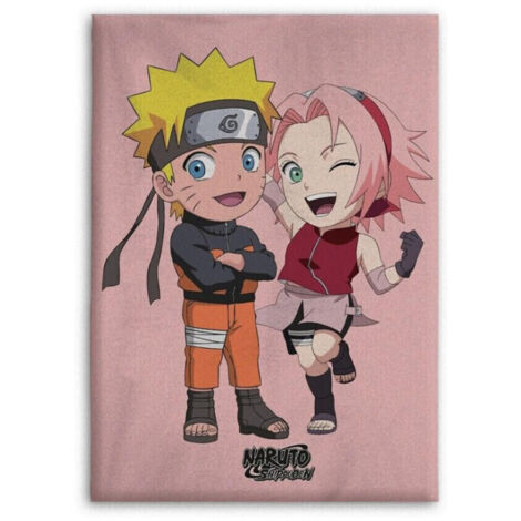Plaid polaire Naruto et Sakura - Rose