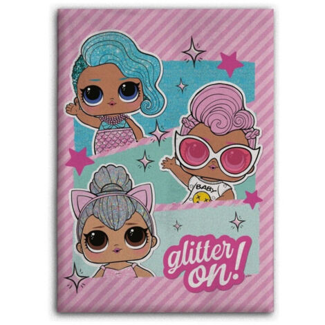 Plaid polaire poupee trois poupées lol fond rose 100x140cm