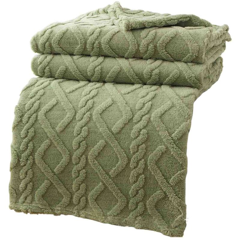 Plaid polaire pour canapé ou lit - Couverture décorative à motif jacquard 3D - Couverture en flanelle douce, légère et moelleuse, idéale en toutes