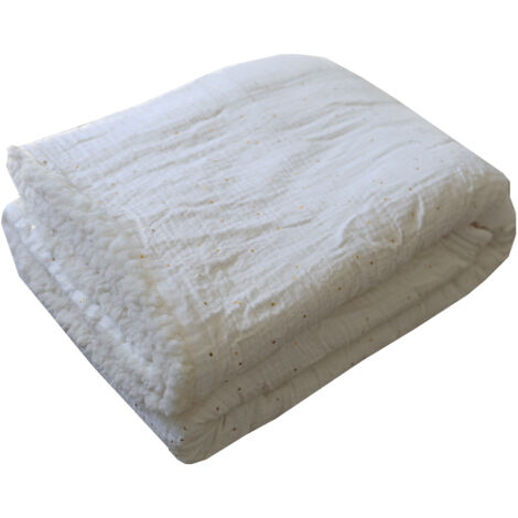 Plaid sherpa 130x180 cm en coton blanc