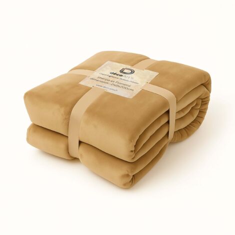 Plaid sherpa 200x240 cm – Flanelle soyeuse 480GSM – Douceur et élégance pour votre intérieur – Disponible en beige