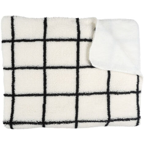 Plaid Sherpa à Carreaux "Crush" 130x160cm Blanc