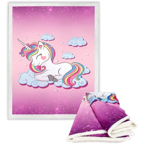 Plaid SHERPA Fantasy HD licorne Couverture polaire pour fille