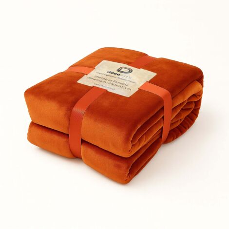 Plaid Sherpa Flanelle 480GSM 200x240 Terracotta DECO ARTS