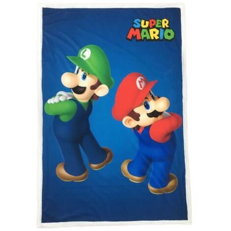 Plaid Sherpa MARIO BROS 100 x 150 cm Bleu Mario & Luigi Microfibre