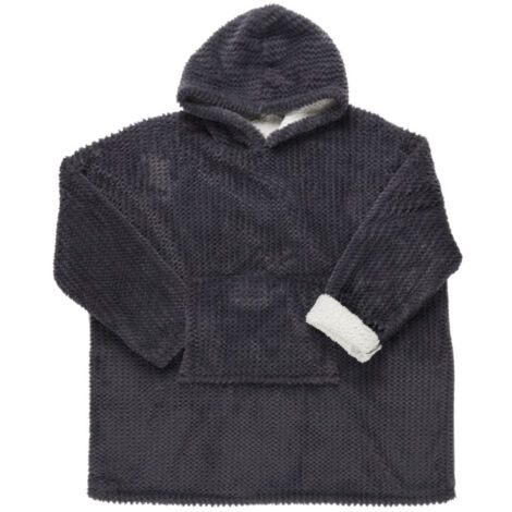 Plaid Sweat à Capuche "Chevron" 85x115cm Gris Foncé