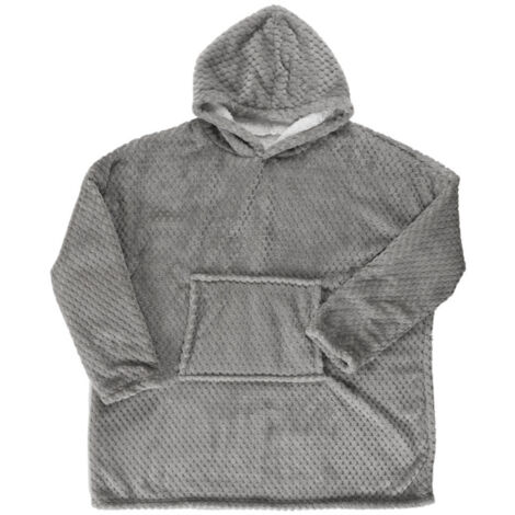 Plaid Sweat à Capuche "Nid d'Abeille" 85x118cm Gris