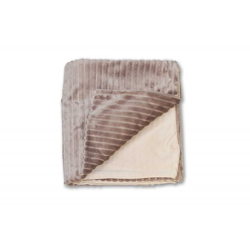 Plaid 165 x 125 cm marron glacé en velours côtelé doux - boreal