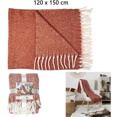 PLAID TERRACOTTA A FRANGES 120X150CM M6