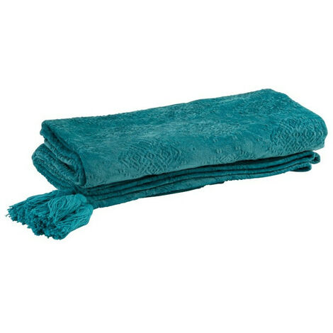 Plaid tissu bleu turquoise Geera