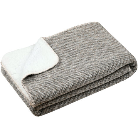 Plaid tricoté doublé sherpa Naturel 130x160 cm
