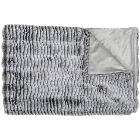 Plaid Ultra Doux 120x150cm Imitation Fourrure Vague Coloris Gris