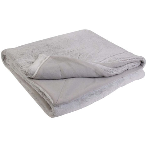 Plaid Ultra Doux 140x200cm Imitation Fourrure Grise