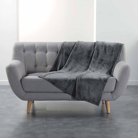 Plaid Uni en Flanelle "Flanou" 125x150cm Gris