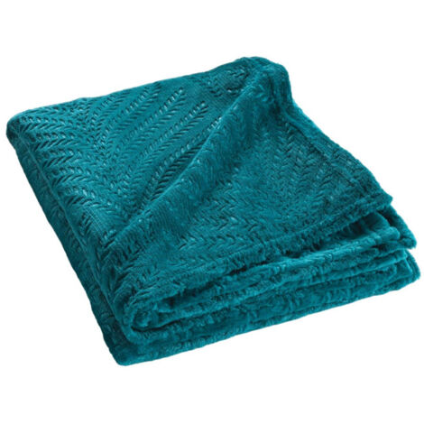 Plaid Uni en Flanelle "Nelia" 125x150cm Bleu