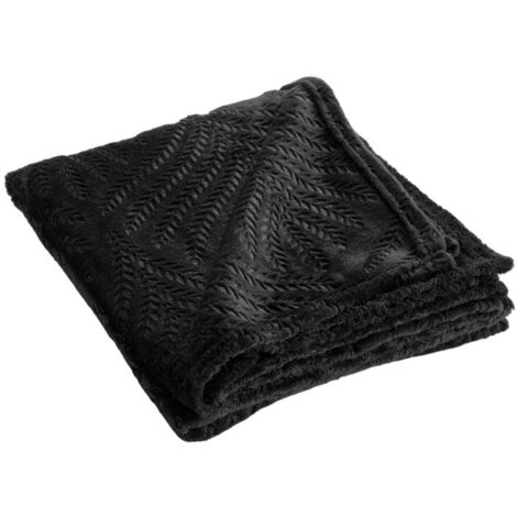 Plaid Uni en Flanelle "Nelia" 125x150cm Noir