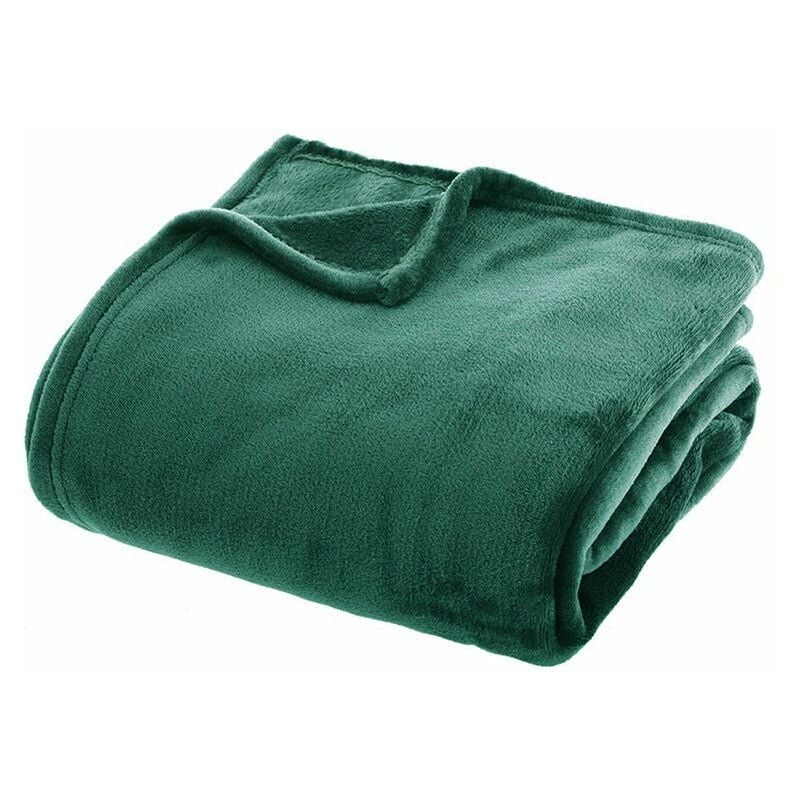 Plaid Uni en Flanelle Rectangle 230x180 cm - Vert Silumen