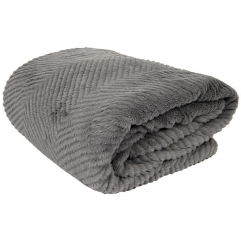 Plaid Velours Imitation Fourrure "Sherpa" 140x200cm Gris