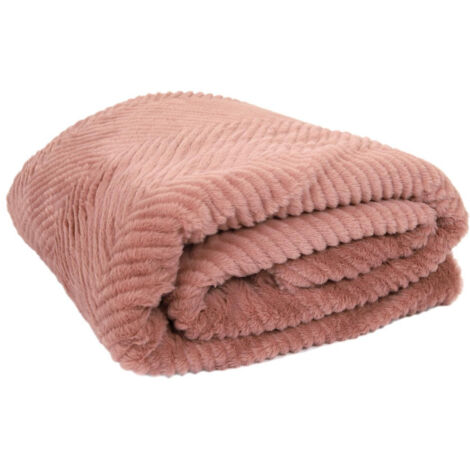 Plaid Velours Imitation Fourrure "Sherpa" 140x200cm Rose