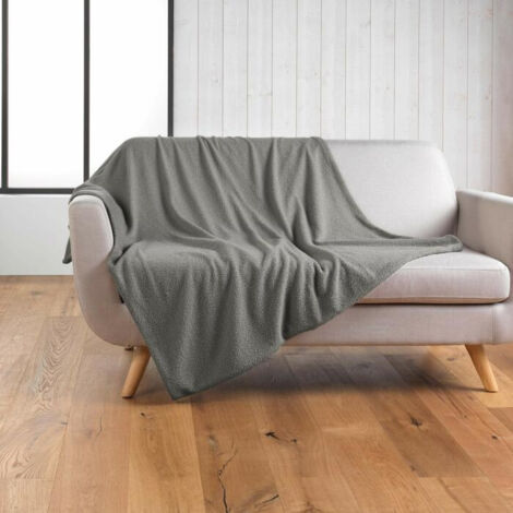 Plaid Wooly Bouclette Unie Gris 125x150 cm