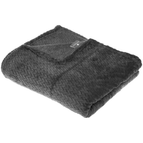 Plaid Zopf Flanell 125x150cm - Dunkelgrau