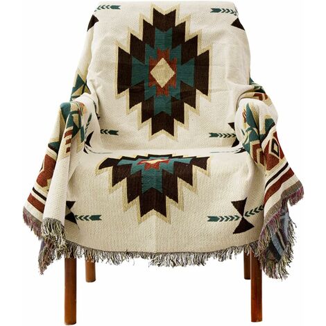 Plaid,American ethnic style sofa cover,knit full cover Sugar Jacquard sofa blanket -90*90cm GROOFOO