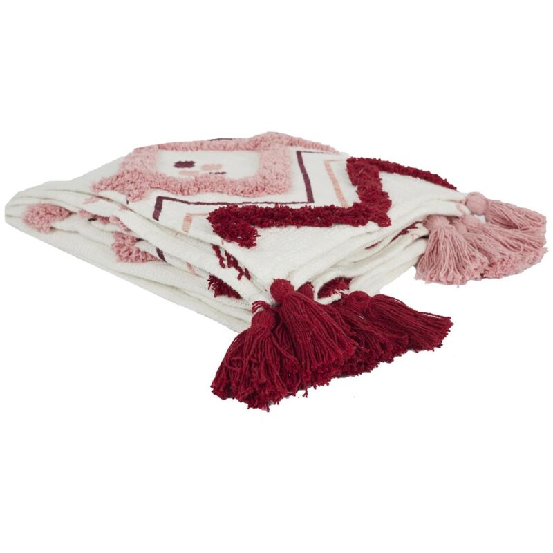 The Home Deco Factory - Jeté de canapé ethnique Rose 130x150 - Home Deco Factory