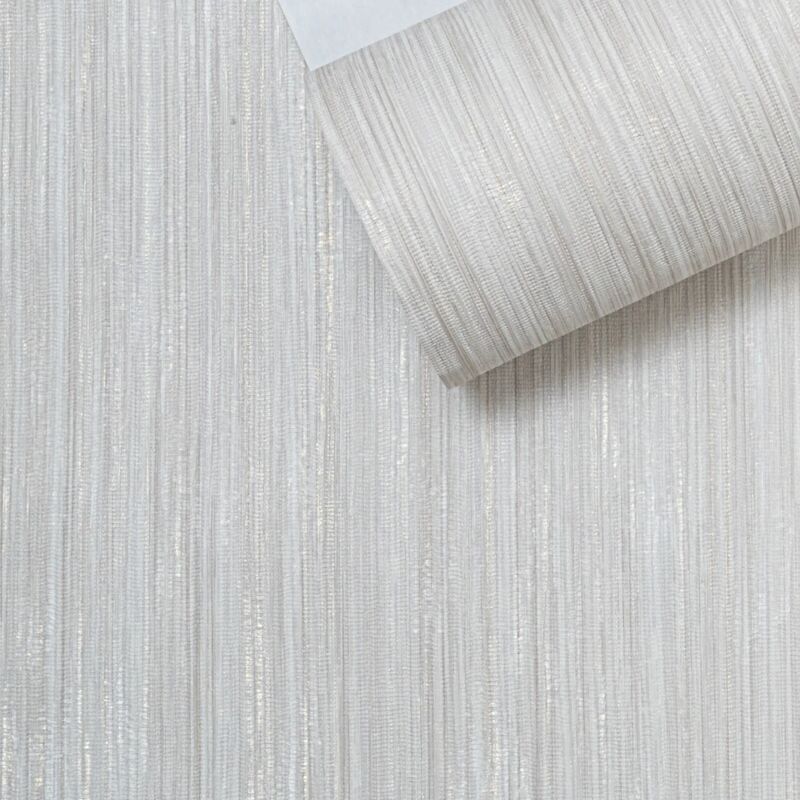 Ugepa - Plain Cream Stripe Wallpaper Textured Gold Metallic Shimmer Slightly Imperfect