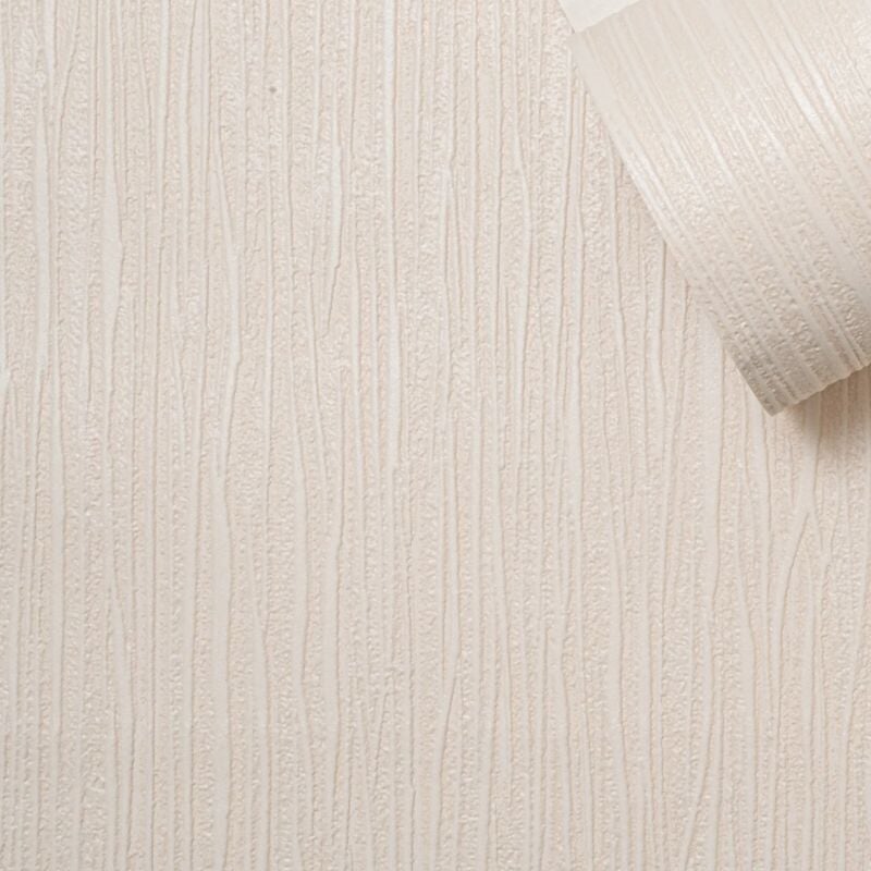 Muriva - Plain Cream Stripe Wallpaper Thick Textured Slightly Imperfect Paste The Wall