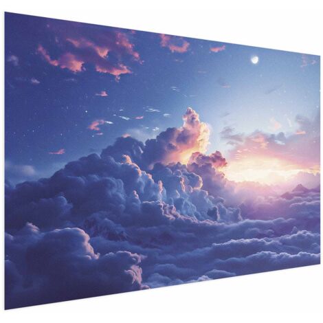 Plakat – Nachtkonzert in den Bergen: Wolken, erleuchtet von den letzten Sonnenstrahlen