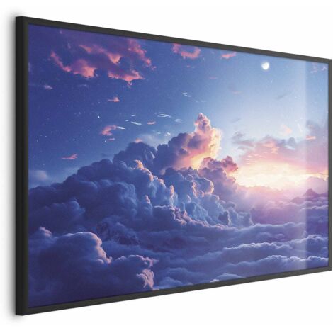 Plakat – Nachtkonzert in den Bergen: Wolken, erleuchtet von den letzten Sonnenstrahlen