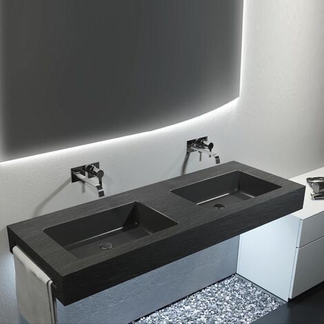 Plan avec double vasque intégrée 160X50 cm effet ardoise en résine marbre Relax Design BIG L