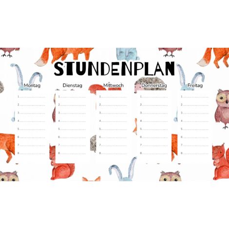 Plan de cours magnétique Animaux de la forêt 45x26CM