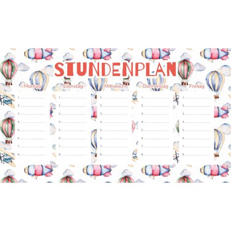 Plan de cours magnétique Ballons, dirigeables et avions 45 x 26 cm