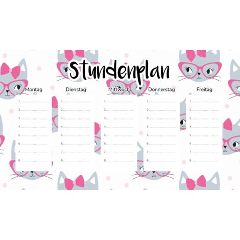 Plan de cours magnétique Chat avec lunettes 30 x 17,5 cm