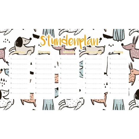 Plan de cours magnétique Chiens en promenade 45x26CM